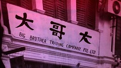 'Big Brother Trading Company PTE LTD' (detail of Clarke Quay Elgin Bridge Underpass Fresco by RSCLS urban art collective) Singapore, 2013