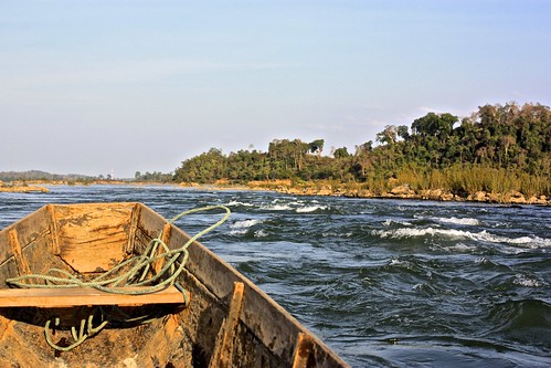 rapids on the Mekong on our way to visit the Irrawaddy dolphins