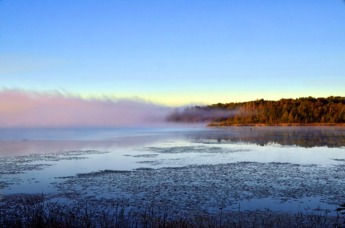 mist ontario fog sunrise lakes