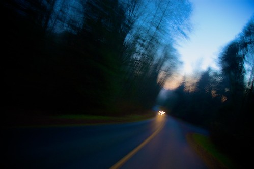 blur rural evening driving artistic headlights