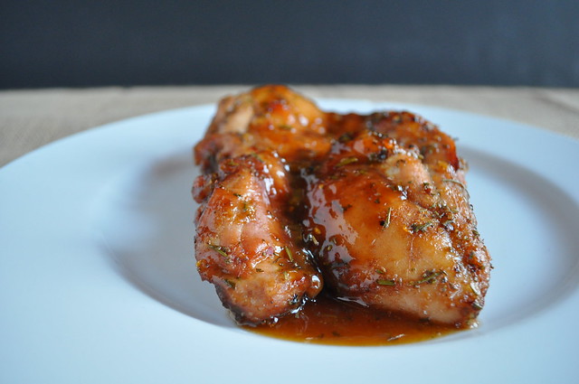 Rosemary Balsamic Apricot Glazed Chicken Thighs