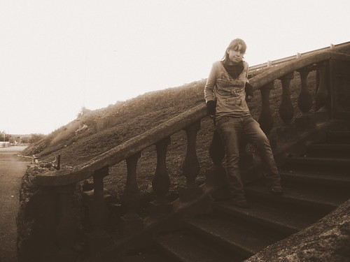 woman girl sepia lady stairs missouri hillside poplarbluff