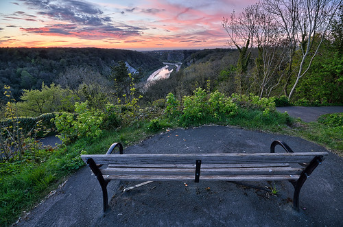 sunset red bench bristol purple gorge viewpoint clifton snshdr