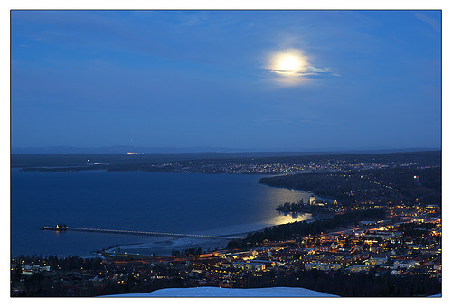 moon lake lights town view sweden moonlight siljan rättvikdalecarlia platserweb