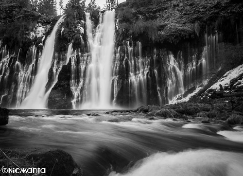 california longexposure winter blackandwhite bw water creek waterfall nikon rocks monochromatic falls le burneyfalls d90 mcarthurburneyfallsstatepark burneycreek outdoorphotography tamron1750