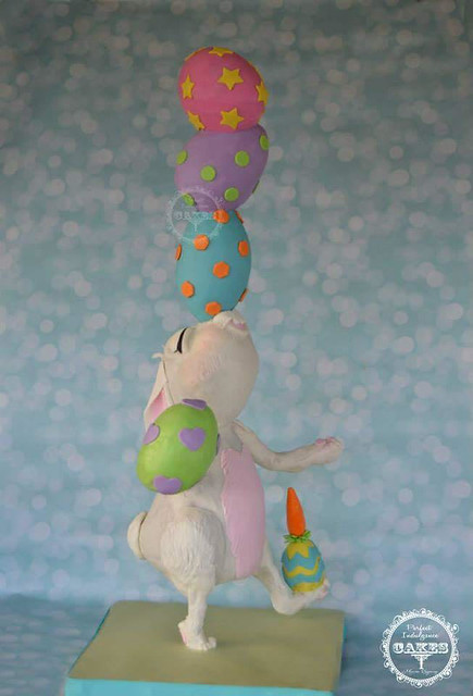 Bunny Balancing Easter Eggs Cake by MariaCazarez  of Perfect Indulgence Cakes