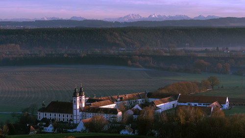 bayern deutschland au kloster stampfl alpenvorland abenddämmerung