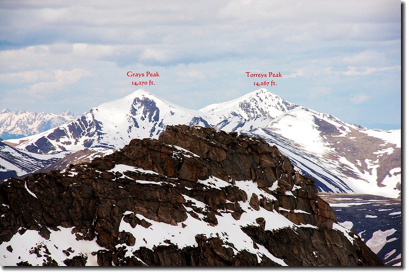 Grays & Torreys Peak as seen from Mount Evans