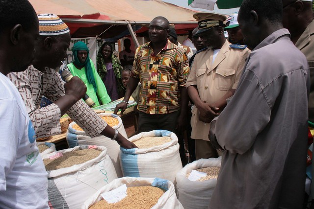 The Prefect of Bougouni visiting the stalls at the agriculture input fair in Sikasso region, Mali (Photo credit: ICRISAT / Agathe Diama)