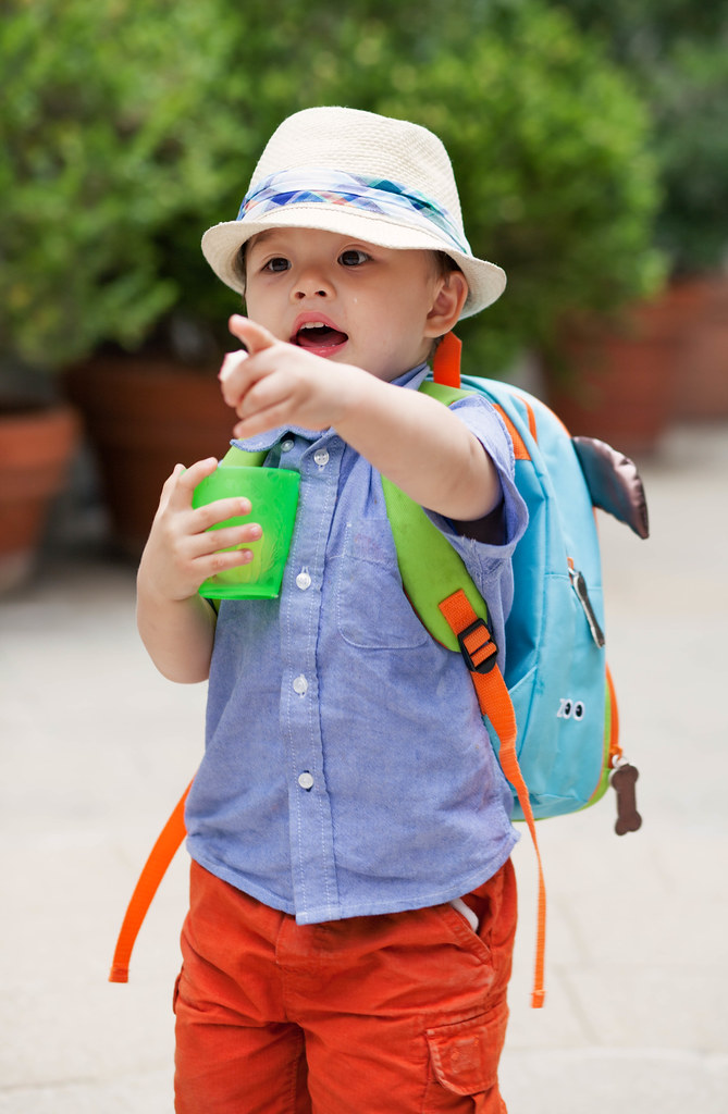 cute & little blog | kids boys spring summer fashion | fedora, chambray shirt, orange shorts, keen sandals