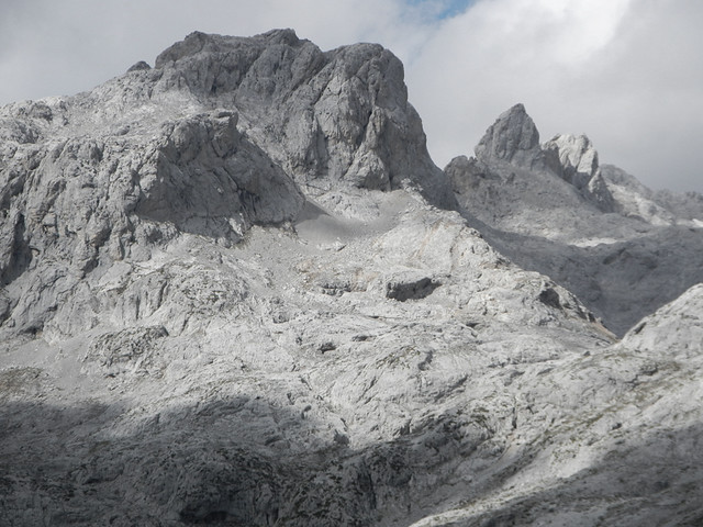 Grey weathered stone makes up the peaks in the Picos de Europa, Spain