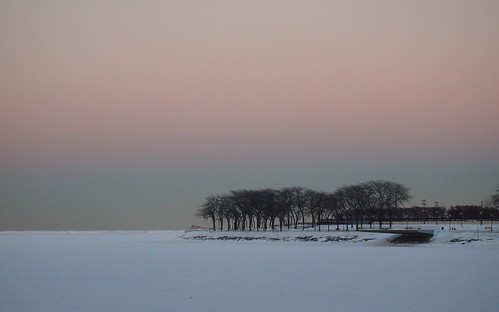 park pink trees winter sunset sky lake snow chicago ice michigan olive february 2014