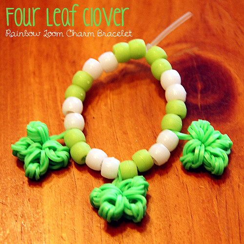Four-Leaf-Clover-Rainbow-Loom-Charm-Bracelet