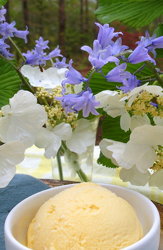 ice cream in a bowl with flowers