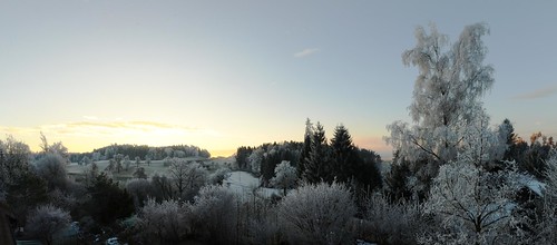 morning winter panorama sunrise frost