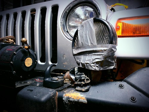 broken jeep offroad 4x4 used ducttape beat chrysler winch beaten tj wrangler htc 40l cellphonephotography htconex