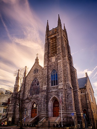 city sunset brick church architecture clouds buildings churches ct sunny clear tall stamford hdr3exp olympusomdem1 thebasilicaofsaintjohntheevangelist