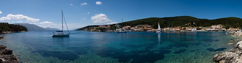 panorama island greek harbour panoramic greece kefalonia fiscardo ionian fiskardo cefalonia