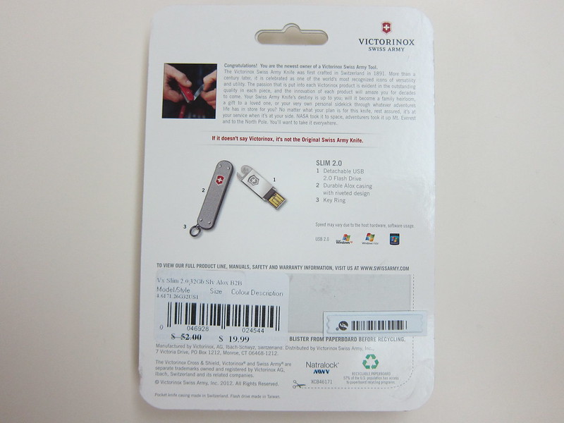 Victorinox Swiss Army Flash Drive - Packaging Back