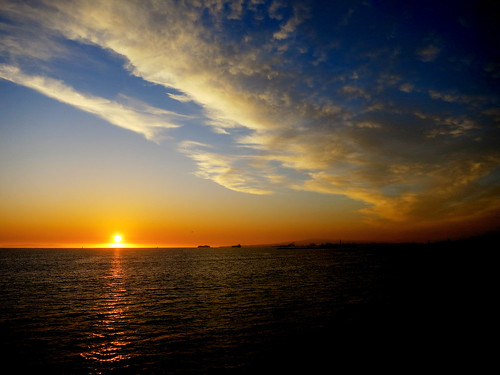 ocean california sunset usa beach pacific shore hazy sealbeach