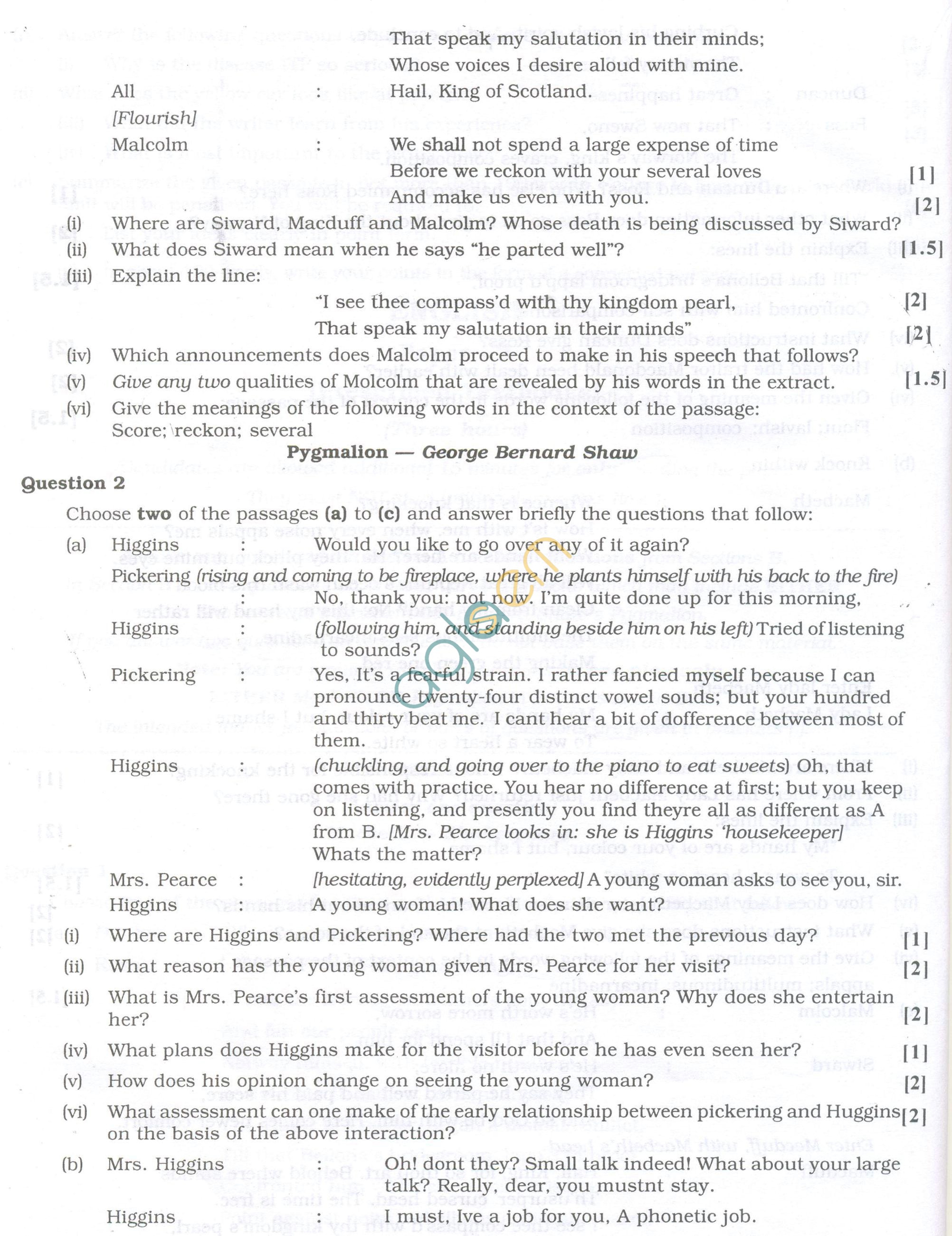 ISC Question Papers 2013 for Class 12 - English Paper 2