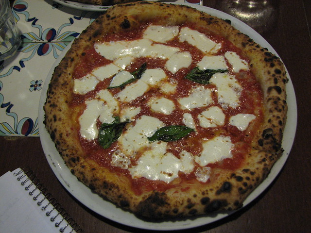Fresh Neapolitan pizza at A Mano Restaurant