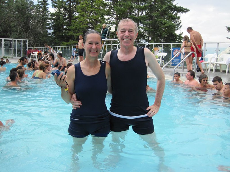 We rented old time bathing suits and relaxed in the pool at the Banff Upper Hot Springs