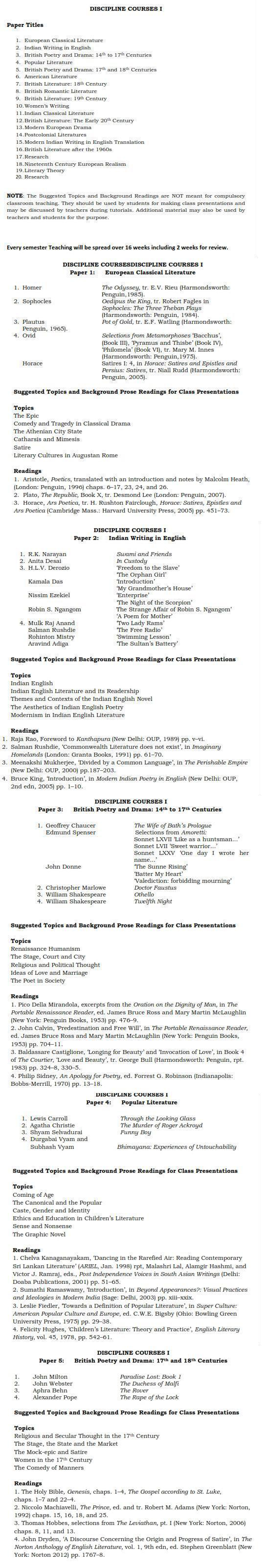 DU DC I, DC II and Applied Course Syllabus - English