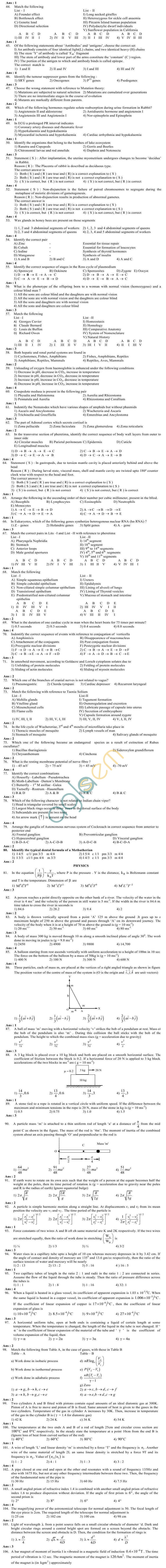 EAMCET 2013 Agriculture and Medical Question Paper with Solutions