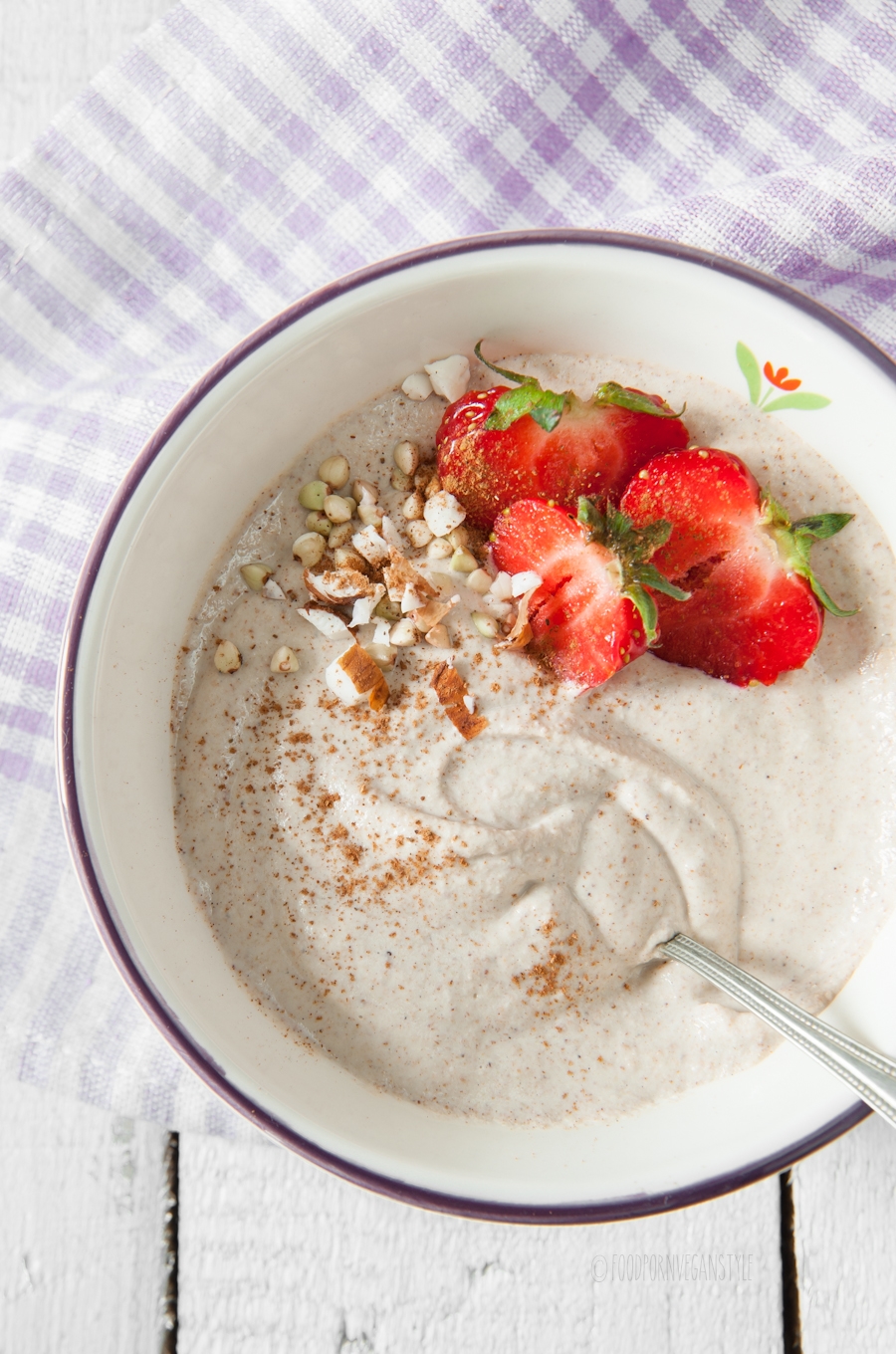 Raw buckwheat porridge with almonds and fruits