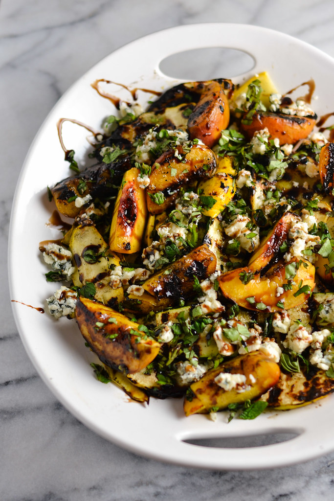 Grilled Summer Squash and Peaches with Blue Cheese and Herbs | Things I Made Today