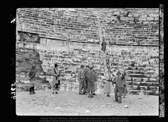 Visit of H.R.H. the Crown Prince of Sweden in December 1934. The Prince & his party in the Roman theatre of Amman (Amman Forum + Theatres)