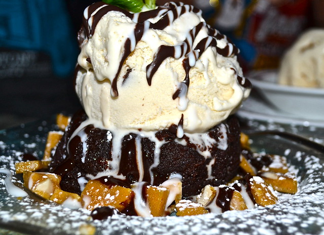 brownie and vanilla ice cream at raintree restaurant saint augustine fl 