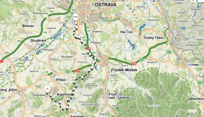 1. trasa z Ostravy dálkový pochod - 53 km (propozice + mapa)