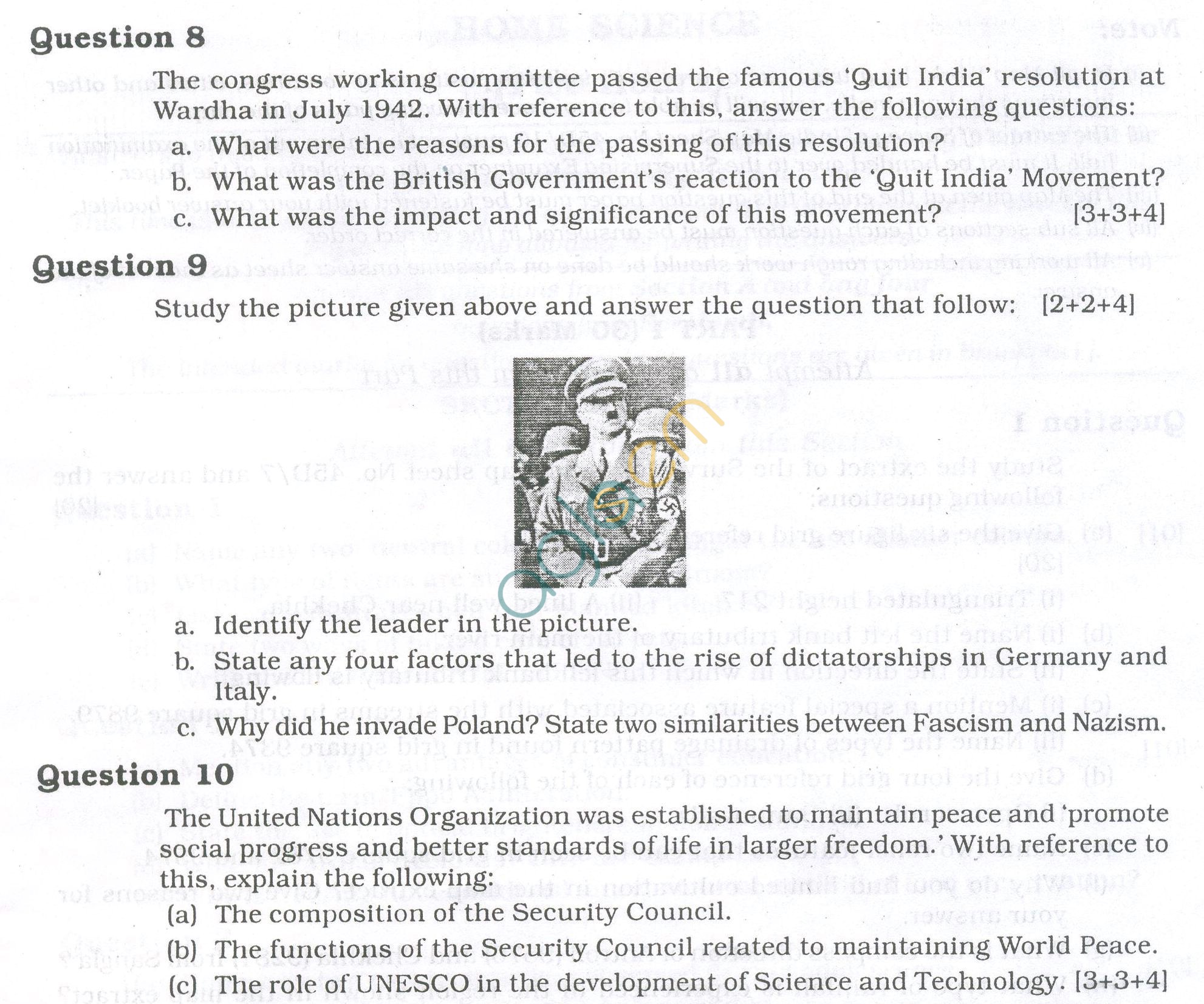 ICSE Question Papers 2013 for Class 10 - History & Civics/