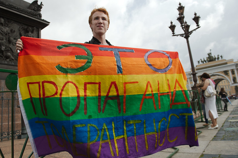 Picket against homophobia held during Russia Paratroopers day