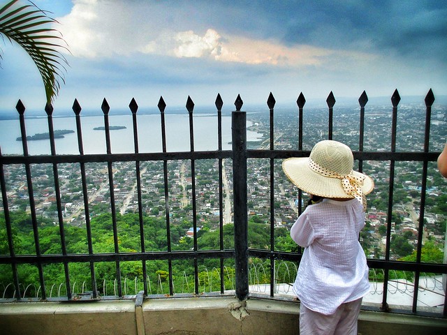Little girl looks across Cartagena 
