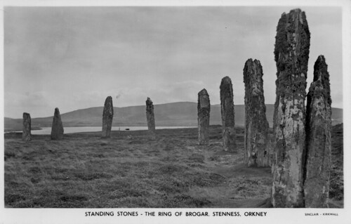 old white black standing island scotland orkney stenness view stones postcard ring isle brogar