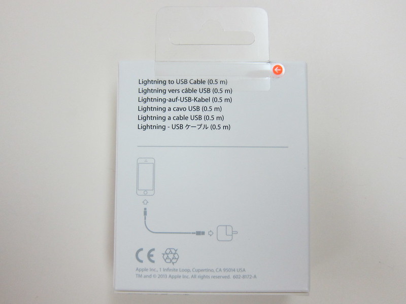 Apple Lightning to USB Cable (0.5m) - Box Back