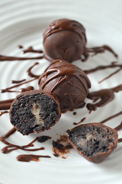 oreo cookie balls with chocolate chip cookie dough