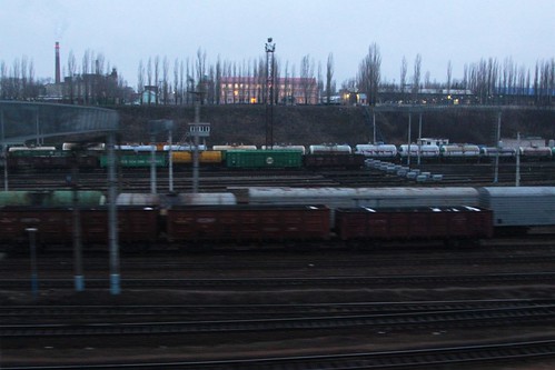 Waking up to a railway yard - passing through the Russian town of Лиски (Liski)