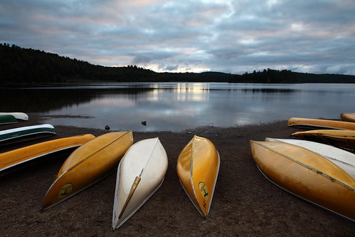 lake sunrise dawn canoe algonquinpark lakeoftworivers centralontario