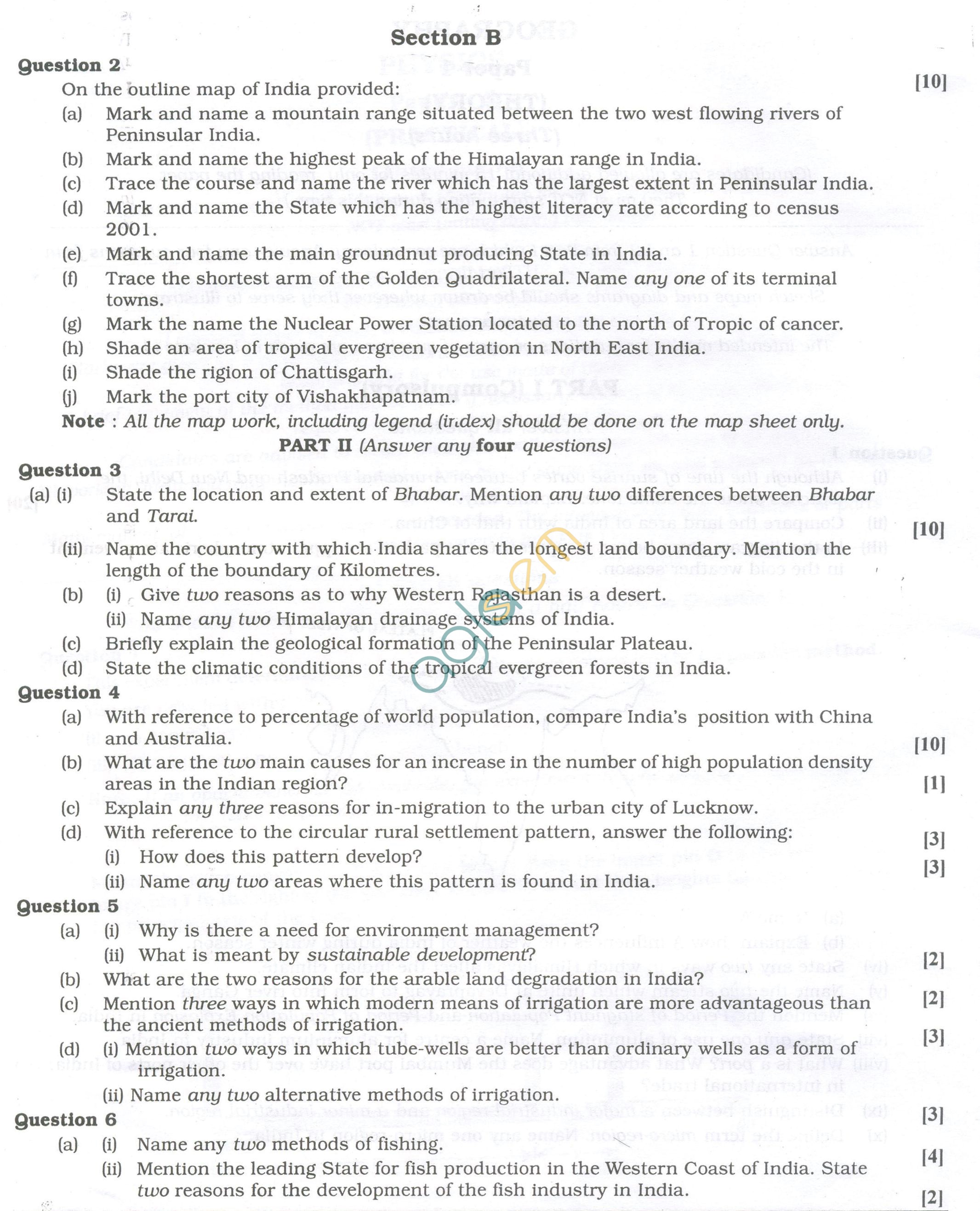 ISC Question Papers 2013 for Class 12 - Geography