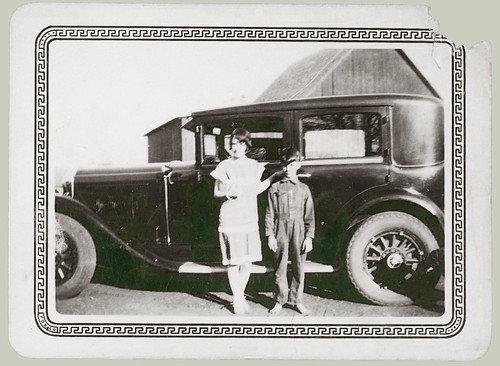 Two children and the car