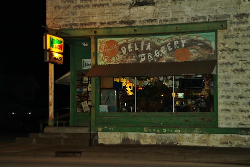 delta keokukcounty iowa old corner grocery store vintage sign night