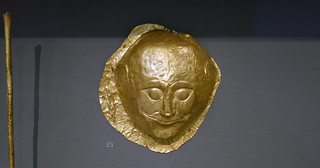 Gold mask from Grave Circle A at Mycenae, Greece