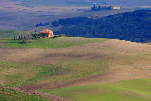 italy house landscape countryside view tuscany cypress