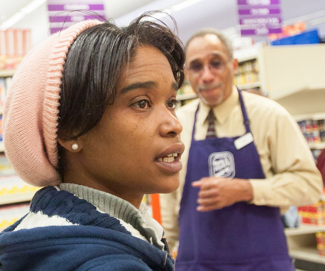 Employees Bakirah Johnson and Robert Davis at Fare & Square, USA's first non-profit grocery store, located in Chester, PA.