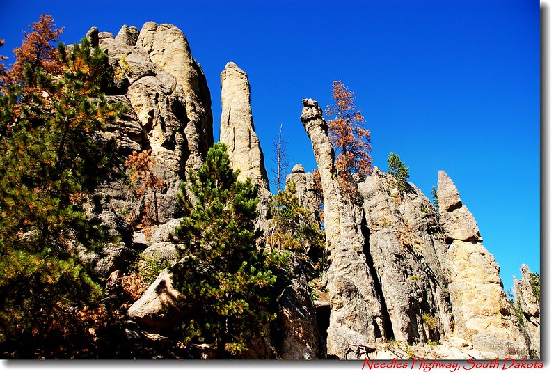 The needle-like granite formations along the highway 11