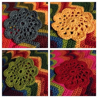 Four little coasters made for a gift. Loved these. (Tempted to use them as an embellishment on a cushion sometime). #crochet #simplycrochet